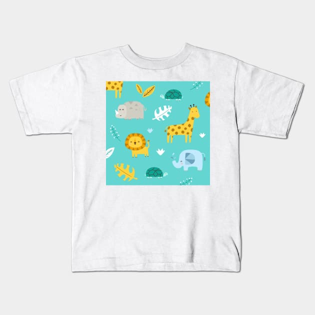 Animal cute pattern Kids T-Shirt by PNKid